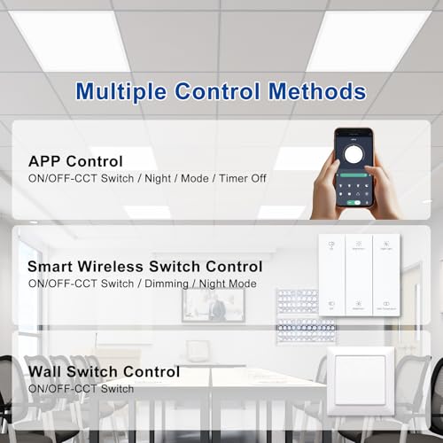 2x2 LED Flat Panel Light with Wireless Switch & App Control