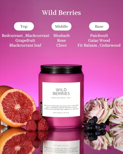 Scented Candles Wildberries Fresh Mixed Berry Fruity Home Fragrance (Large Jar / Wild Berries)