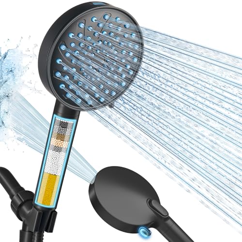 Filtered Shower Head with Handheld (Round (Built-in Power Wash) / 3. Matte Black)