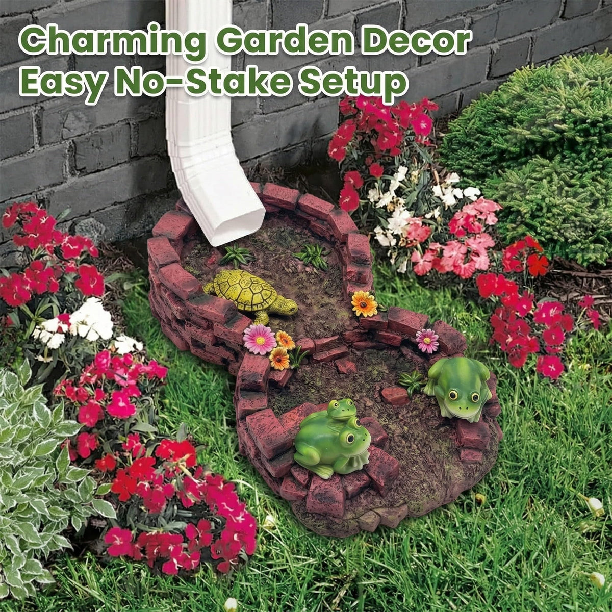 Turtles Gutter Downspout Splash Block Guards Diverter Rain Down Spout Drain Extension Covers Decorative Garden Statues Outdoor Decor for Yard Lawn Patio Frog (Red)