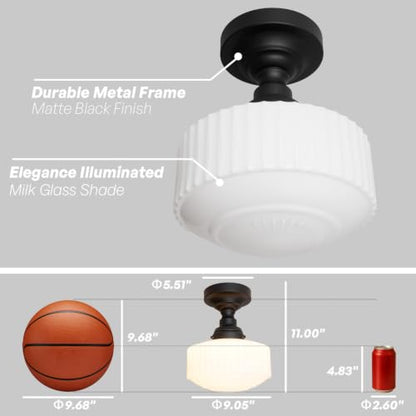 Modern Schoolhouse Semi Flush Mount Ceiling Light