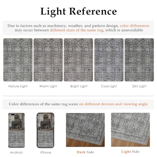 Black Washable 6x9 Area Rugs for Living Room Bedroom (Retro | Black / 6' x 9' (Rectangular))