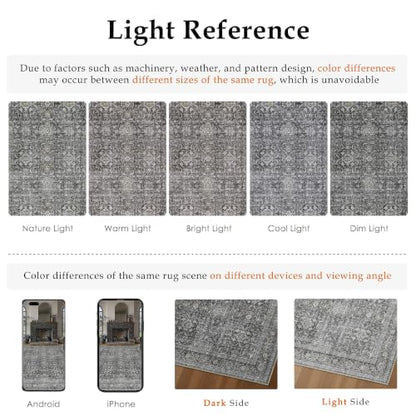 Black Washable 6x9 Area Rugs for Living Room Bedroom (Retro | Black / 6' x 9' (Rectangular))