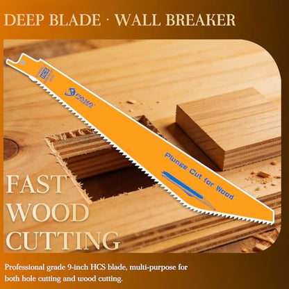 9" 8TPI HCS Reciprocating Saw Blade for Precision Plunge Cutting in Wood