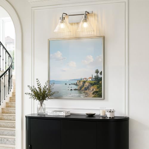 Modern Bathroom Light Fixture Over Mirror with Clear Glass Shade Vanity Light Fixture for Bath Bedroom Makeup Area