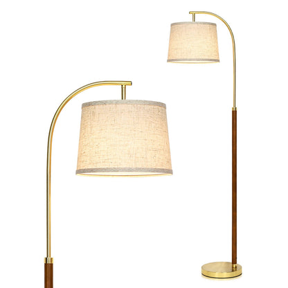 Wood Arc Floor Lamp (Gold and Walnut A)