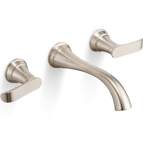 Brushed Nickel Wall Mount Tub Filler (Brushed Nickel - Traditional)