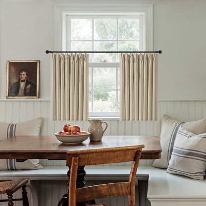 Oatmeal Beige Linen Blackout Curtains 36 Inch Length 2 Panels Pinch Pleated (Oatmeal / 50"W x 36"L (Pack of 2))