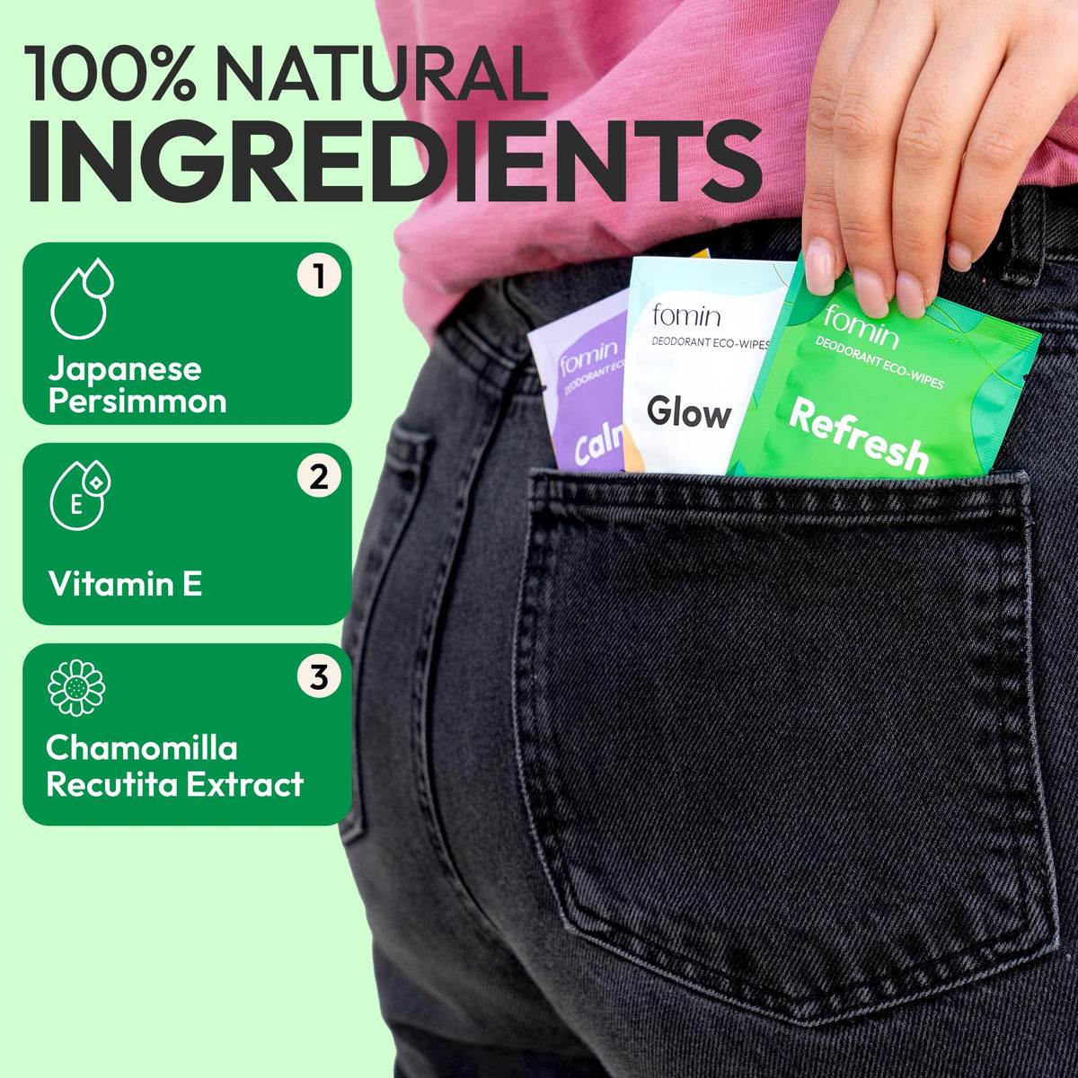 Travel Deodorant Wipes for Women & Men (Refresh - Cucumber Aloe - 50 Count)