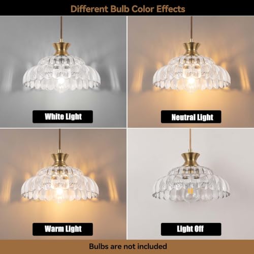Pendant Light 11.8In Plug in Glass Vintage Chandeliers E26 Base Corded On