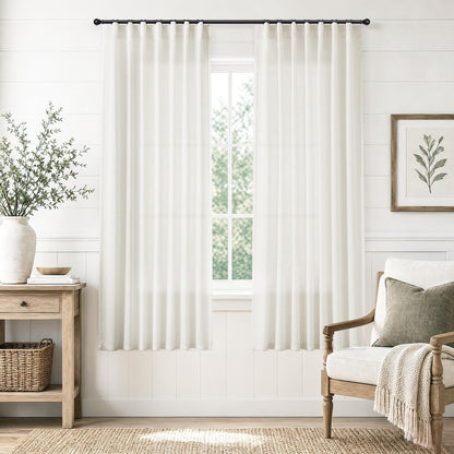 Natural Linen Curtains 62 Inches Long 2 Panels for Living Room (Natural / 50"W x 62"L (Pack of 2))