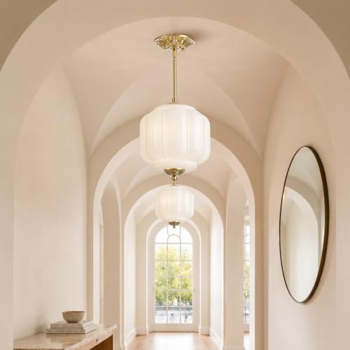Vintage Milk Glass Ceiling Light (Gold/Milk White)
