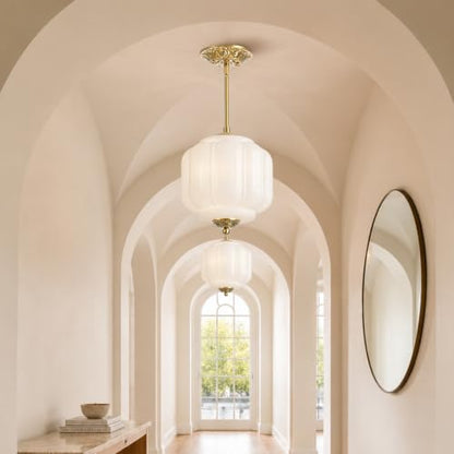Vintage Milk Glass Ceiling Light (Gold/Milk White)