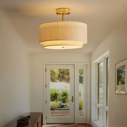 Double Drum Semi Flush Mount Ceiling Light