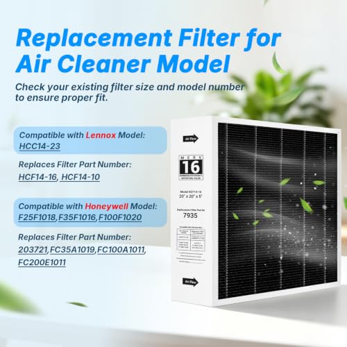 20x20x5 MERV 16 Air Filter Replacement for Lennox X7935 Honeywell FC100A1011 FC200E1011 Furnace Filter