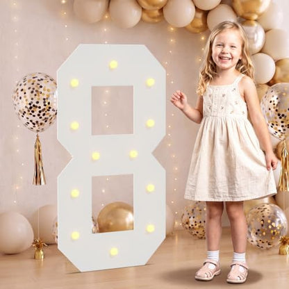 Large 2.4FT Marquee Light Up Numbers 8 for Party Decorations (Number 8 / 2.4FT)