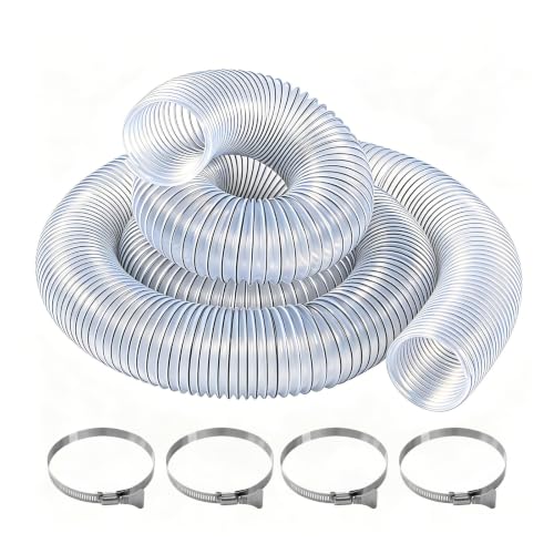 4" x 16' Clear Black PVC Dust Collection Hose Steel Wire Reinforced