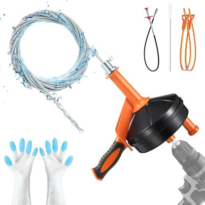 Drain Auger Clog Remover with Drill Adapter