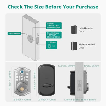 DS10 Pro Fingerprint Keyless Entry Door Lock with Lever Handle Set