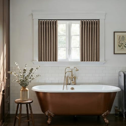 Dark Flax Blackout Small Kitchen Window Curtains 36 Inch Length W50xL36 (Dark Flax / 50"W x 36"L (Pack of 2))