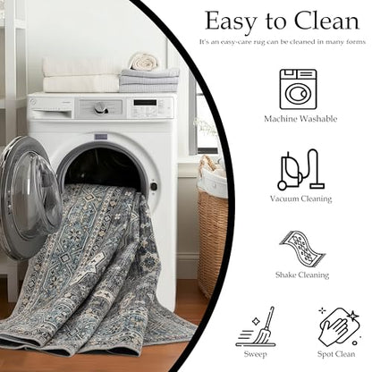 Hallway Washable Runner Rug 2×6 (Silver / 2' x 6' (Rectangular))