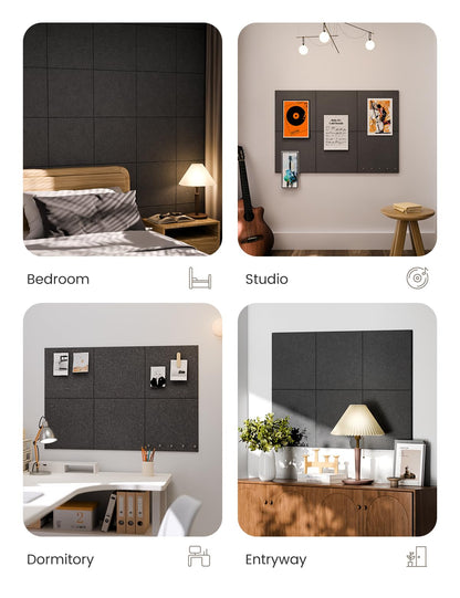 Felt Bulletin Board & Cork Board Alternative 48'' x 36'' (Charcoal Gray-1 / Solid tile 6-pack)