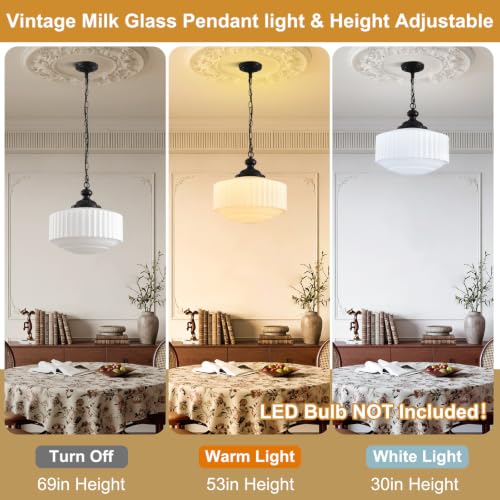Vintage Milk Glass Pendant Light