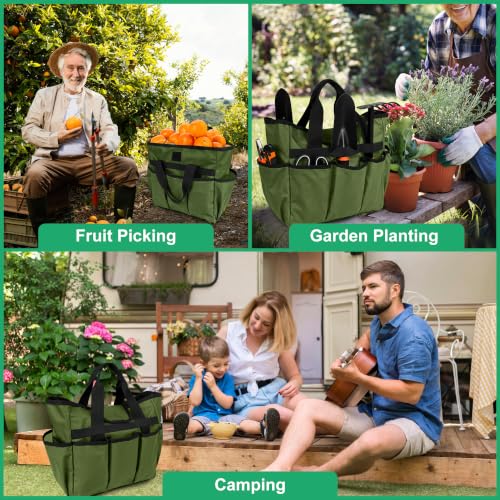 Portable Gardening Tool Tote Bag Organizer with 16 Pockets