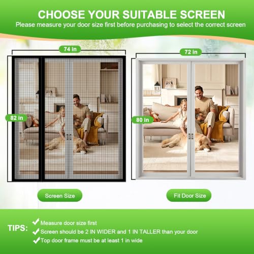 Upgraded Magnetic Screen Door Mesh Left Right Side Opening Fiberglass Material Mesh Stronger Than Polyester
