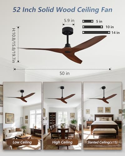 50 Inch Ceiling Fan No Light With Remote
