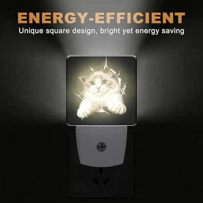 Night Light Broken Hole Cat Night Lights Plug into Wall with Dusk to Dawn Smart Sensor for Bedroom Bathroom Hallway Kitchen (Broken Hole Cat)