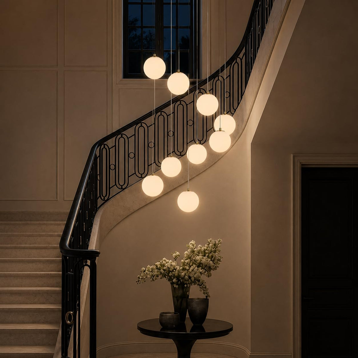 Gold Globe High Ceiling Chandelier (Gold / 9-Light)