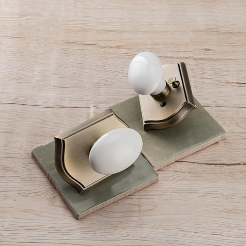 White Door Knobs with Gold Camelot Trim