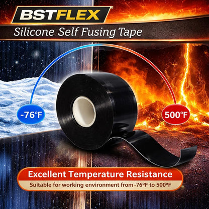 Self Fusing Silicone Tape 1" x 36' Black (Black / 1-Inch x 36-Feet)