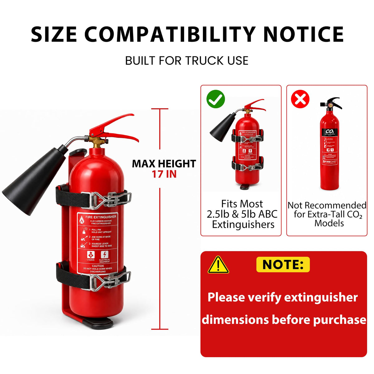 Heavy Duty Fire Extinguisher Mount Bracket for 2.5&5lb Truck Jeep RV