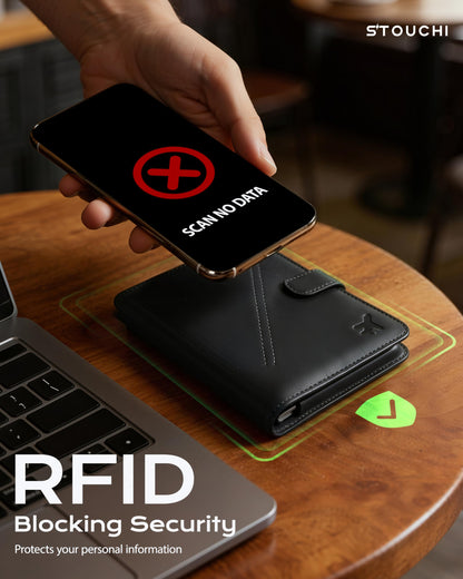 Passport Holder with AirTag (Black)