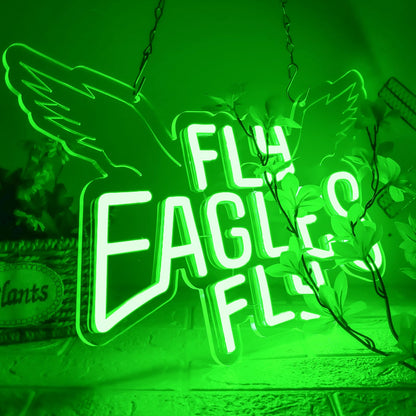 Eagles Team Chant Neon Signs for Wall Decor Team Chant Neon Lights for Bedroom Led Signs Suitable for Dormitory Man Cave Christmas Gift (Eagles 003)