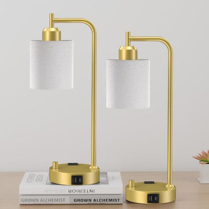 Industrial Table Lamps with Linen Shade