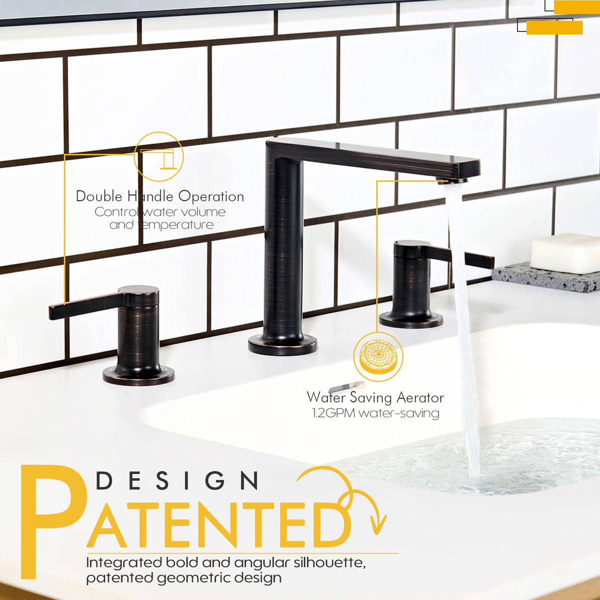 8 Inch Faucets for Bathroom Sink 3 Holes (Oil Rubbed Bronze / 1.2 GPM)