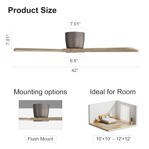 42 Inch Ceiling Fan without Light (Charcoal Gray/Driftwood / 42")