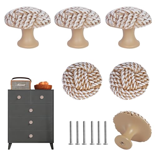 Coastal Cabinet Knobs Set of 6 (Brown & White)