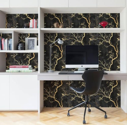Black and Gold Peel and Stick Wallpaper