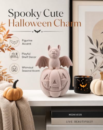 Halloween Decor Bat on Jack (Pink Bat Pumpkin)