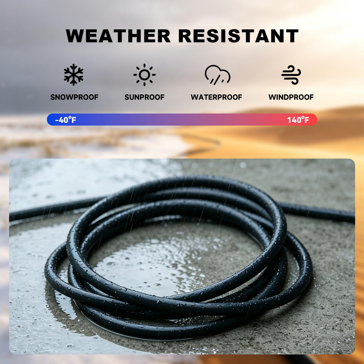 12 Gauge Outdoor Extension Cord 3 Outlet (Black / 6FT)
