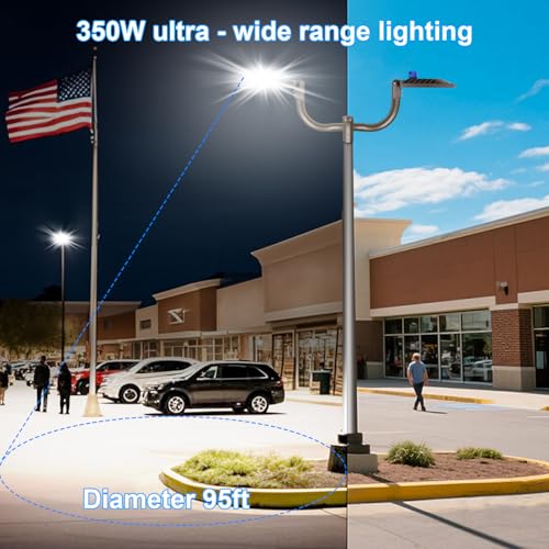 350W LED Parking Lot Light Dusk to Dawn Outdoor LED Pole Light 52500LM with Slip Fitter Super Bright IP65 Waterproof Street Barn Security Commercial Lighting for Area (350W-1 Pack-Slip Fit)