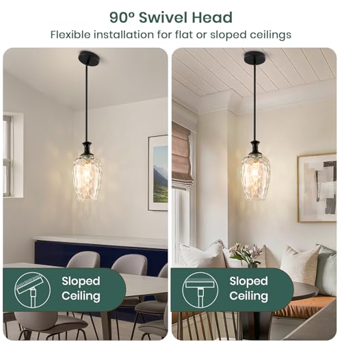 Glass Pendant Lights Kitchen Island (Black)