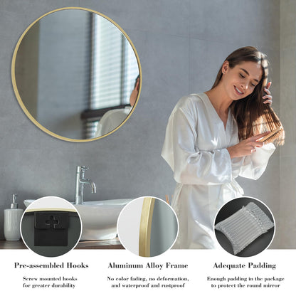 30 Inch Round Wall Mirror (Gold / 30.1"L x 30"W / Round)