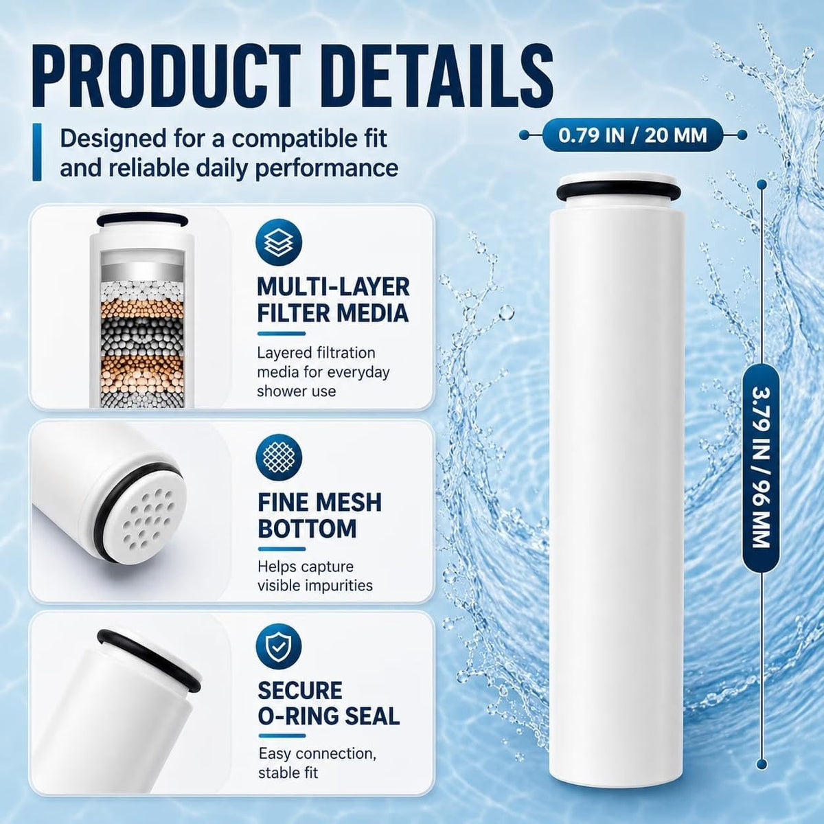 Replacement Filter Compatible with Cobbe® Handheld Shower Head 6 (6-Pack)