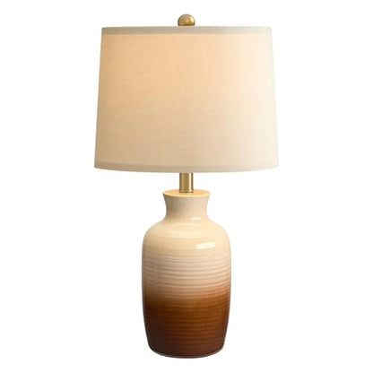 24'' Farmhouse Handcrafted Table Lamp for Living Room (Beige and Brown)