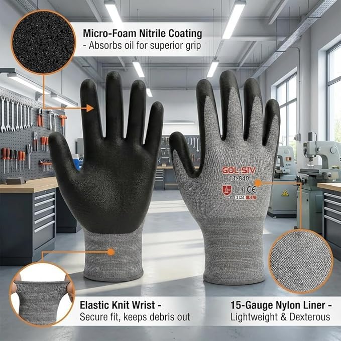 Work Gloves Nitrile Foam Coated 12 Pairs